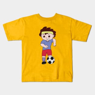 Drawing of a boy playing football Kids T-Shirt